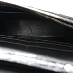 Shiny Calfskin Monochrome Crocodile Embossed Hourglass Chain Bag Black