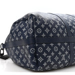 Calfskin Shadow Monogram Keepall Bandouliere 50 Ink Blue White