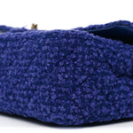 Tweed Quilted Medium Double Flap Blue