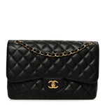 Caviar Quilted Jumbo Double Flap Black