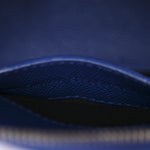 Signature Grained Calfskin Logo XXS Ville Top Handle Bag Bleu Roi White