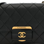 Sheepskin Quilted Mini Beauty Lock Flap Black