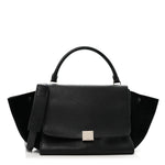 Drummed Calfskin Suede Medium Trapeze Black