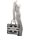 Canvas Embroidered Cornely Book Tote Blue White