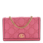 Calfskin GG Matelasse Chain Wallet Rhodamine Pink