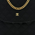 Jersey Quilted Micro Flap Bag Black