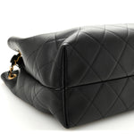 Calfskin Quilted Large Coco Base Shopping Bag Black