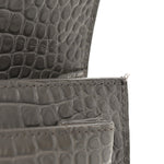 Calfskin Crocodile Embossed Medium Monogram Sunset Fog