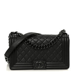Calfskin Quilted Medium Boy Flap So Black