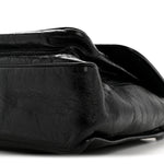 Crinkled Calfskin Monogram Medium Niki Chain Satchel Black