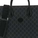 GG Supreme Monogram Azalea Calfskin Medium Retro Interlocking G Vertical Tote Bag Black