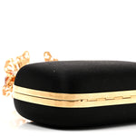 Satin Butterfly Knuckle Duster Box Clutch Black