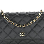 Caviar Quilted Wallet on Chain WOC Black