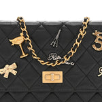 Aged Calfskin Quilted Lucky Charms 2.55 Reissue Wallet On Chain WOC Black