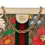 GG Supreme Monogram Flora Web Small Ophidia Chain Shoulder Bag White