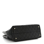 Caviar Quilted Small Shopping Tote  Black