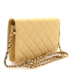 Caviar Quilted Studded CC Wallet on Chain WOC Yellow