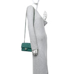 Iridescent Lambskin Quilted Mini Rectangular Flap Green