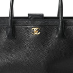 Calfskin Cerf Executive Shopper Tote Black