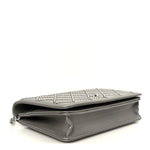 Lambskin Crystal Quilted Wallet On Chain WOC Grey