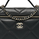 Caviar Quilted Top Handle Slim Vanity With Chain Black