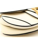 Grained Calfskin Mini Saddle Bag White
