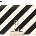 Saffiano Striped Mini Diag Binder Clip Bag White Black Yellow