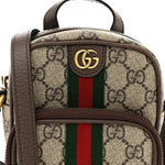 GG Supreme Monogram Web Mini Ophidia Double Zip Messenger Bag Beige New Acero