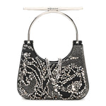Lambskin Embellished Crystal Mini T-Bar Bag Black