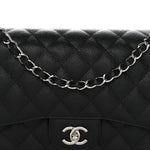 Caviar Quilted Jumbo Double Flap Black