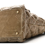 Crumpled Grained Calfskin Large Coco Pleats Tote Khaki