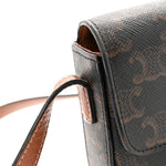 Canvas Calfskin Triomphe Shoulder Bag Tan