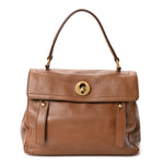 Calfskin Canvas Medium Muse Two Brown