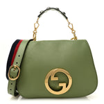 Roxy Calfskin Web Medium Blondie Top Handle Shoulder Flap Bag Salamander Green