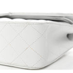 Caviar Quilted Medium Double Flap White