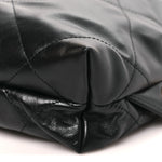 Shiny Calfskin Quilted Chanel 22 Backpack Black