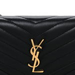 Lambskin Matelasse Chevron Monogram Envelope Chain Wallet Black