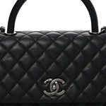 Caviar Quilted Medium Coco Handle Flap Black