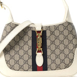GG Supreme Monogram Azalea Calfskin Web Small Jackie 1961 Hobo Beige Ebony Mystic White