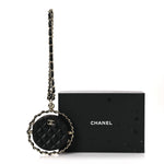 Lambskin Quilted Chain Round Mini Clutch Black