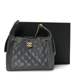 Caviar Quilted Small Chanel 25 Handbag Dark Grey