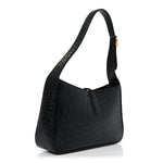 Calfskin Crocodile Embossed Le 5 A 7 Hobo Black