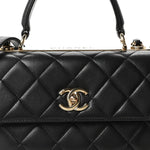 Lambskin Quilted Small Trendy CC Dual Handle Flap Bag Black