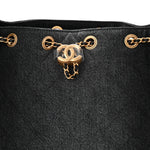 Washed Denim Quilted Small Chanel 25 Handbag Black