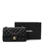 Lambskin Quilted Mini Rectangular Flap Black