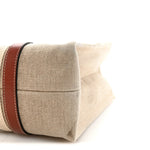 Cotton Calfskin Medium Woody Ribbon Tote White Brown