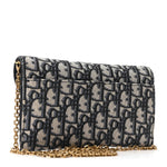 Oblique Saddle Chain Long Wallet Blue