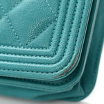 Caviar Quilted Boy Wallet On Chain WOC Light Blue