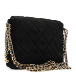 Velvet Quilted Crush On Chains Flap Bag Black
