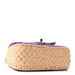Raffia Chain Venice Beach Mini Flap Bag Beige Purple